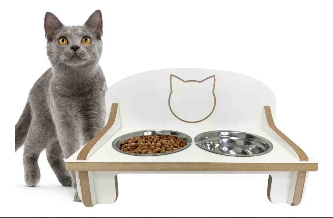 COMEDERO ELEVADO PARA GATOS DOBLE 8CM X 32CM