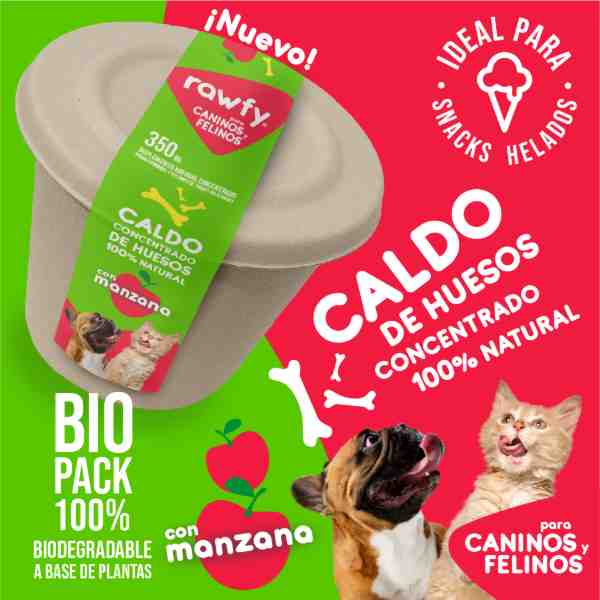 CALDO DE HUESO RAWFY MANZANA 350ML POTE BIO