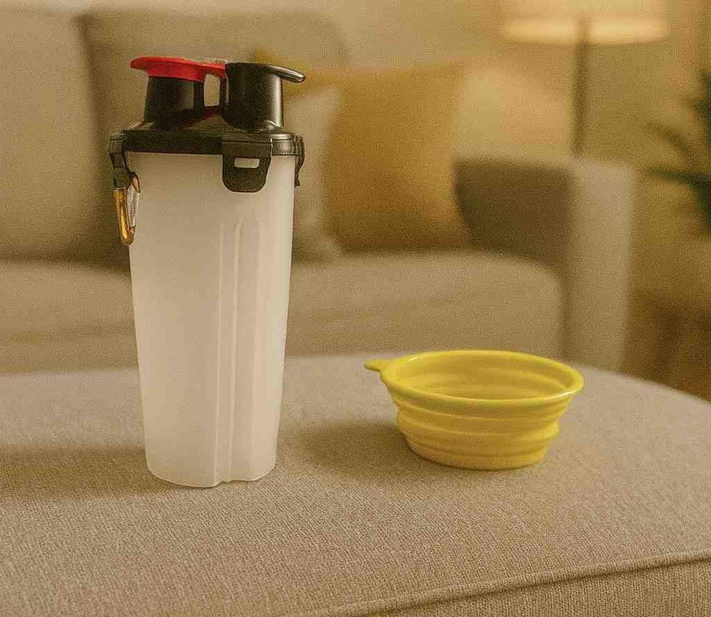 158144 BOTELLA PORTATIL CON COMEDERO CON PLATO PLEGABLE