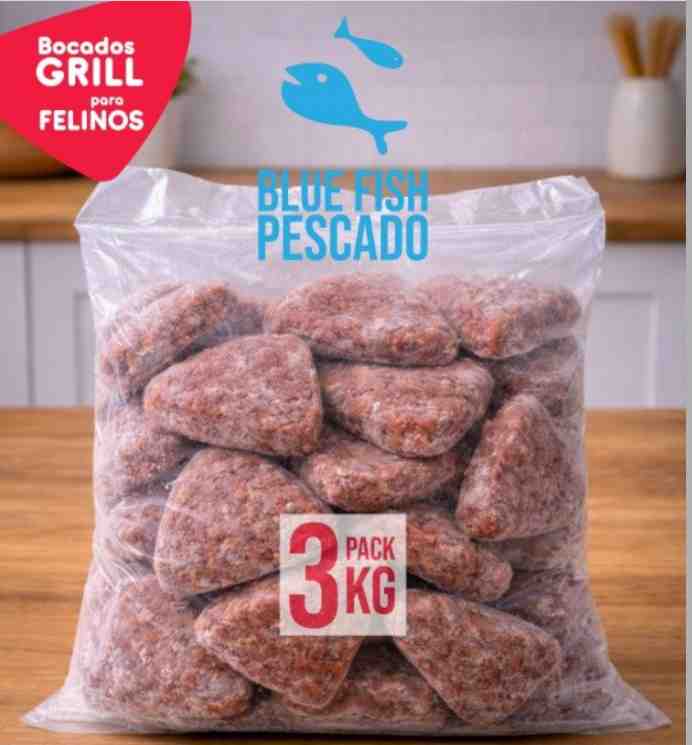 PACK BOCADOS GRILL RAWFY 3KG BLUE FISH (PESCADO ) GATO
