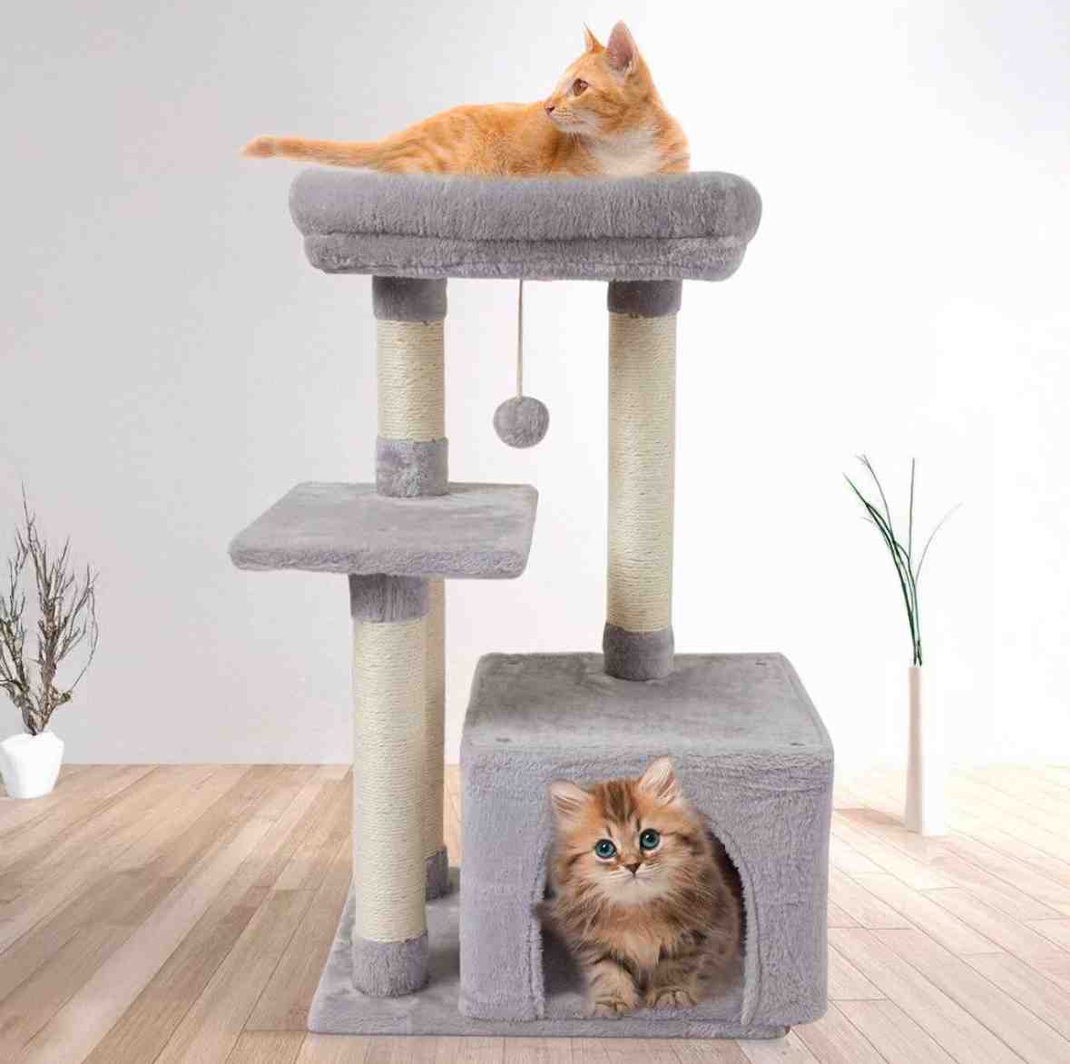 ARBOL RASCADOR GRIS CLARO 84 CM ALTO 45 ANCHO 30 PROFUNDO