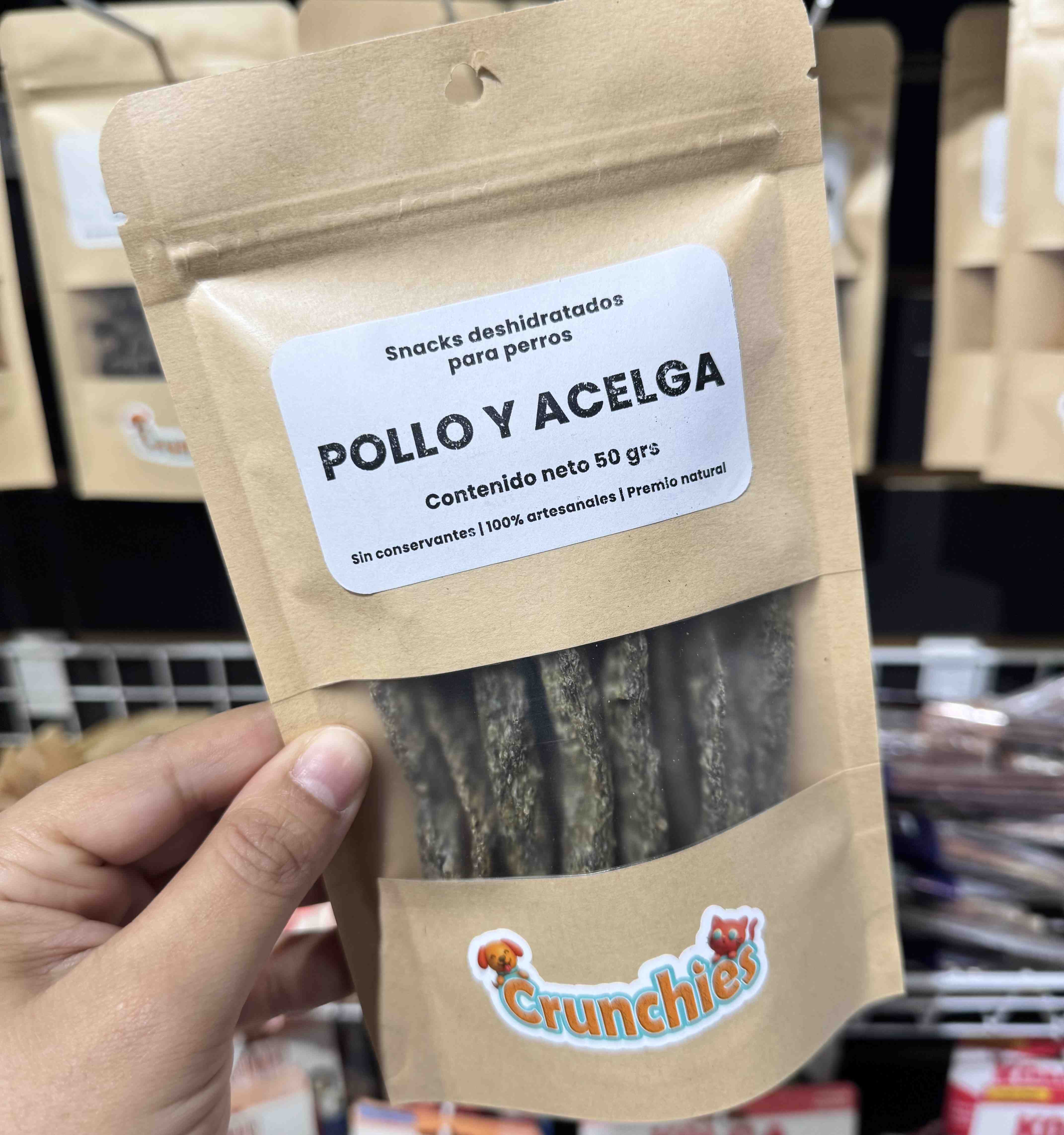 CRUNCHIES SNACK DESHIDRATADO SABOR  POLLO Y ACELGA X 50GRS