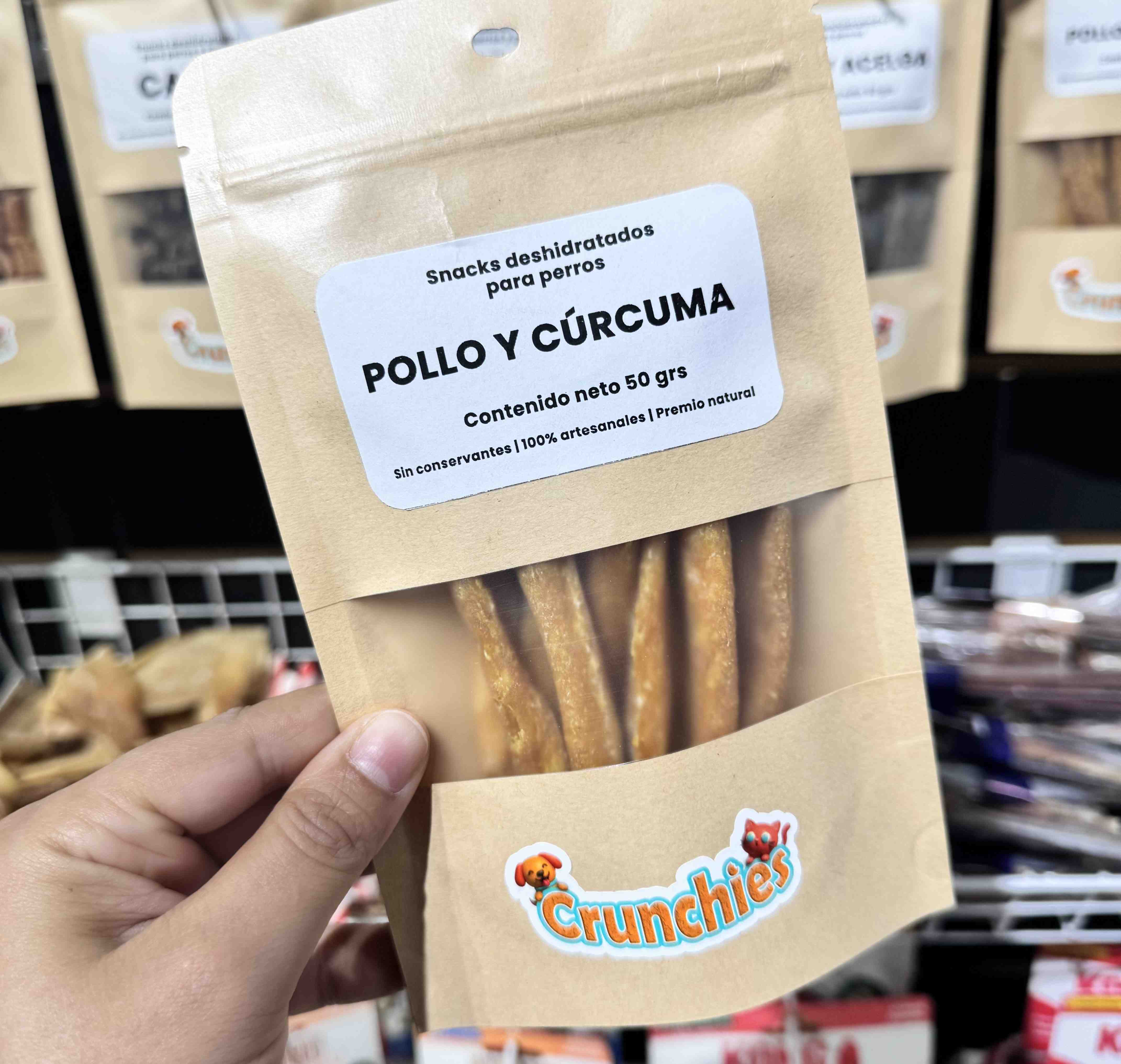 CRUNCHIES SNACK DESHIDRATADO SABOR  POLLO Y CURCUMA X 50GRS