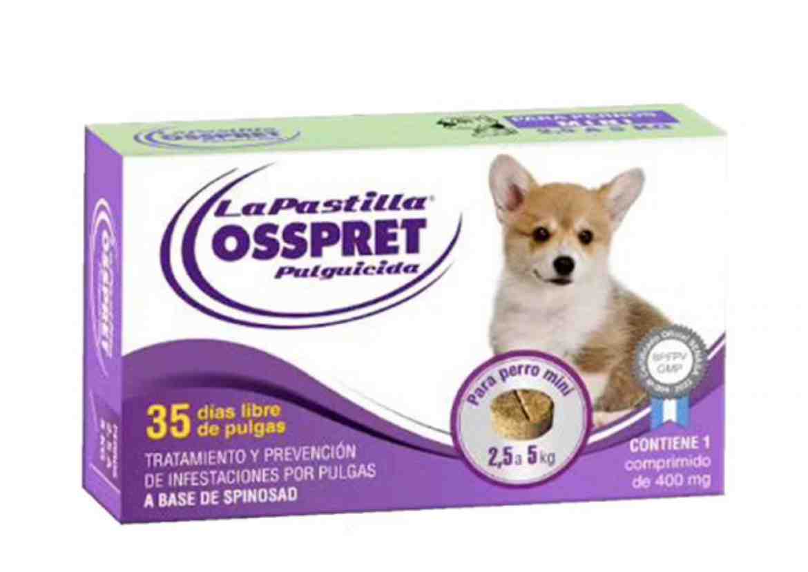 COMPRIMIDO OSSPRET DE 2,5 A 5 KG  PULGAS