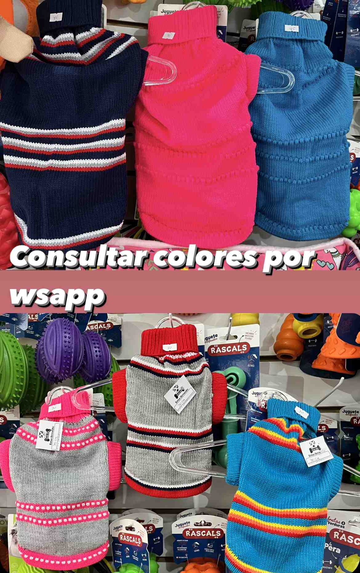 CHALECO TEJIDO 65 cm (consultar colores por wsapp)
