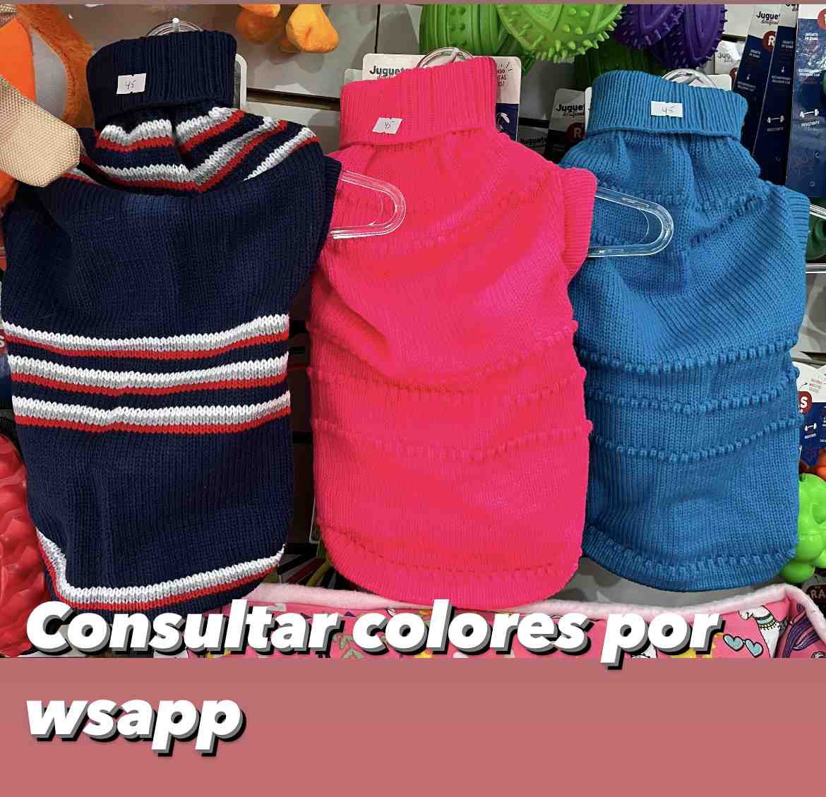 CHALECO TEJIDO 50 cm (consultar colores por wsap)