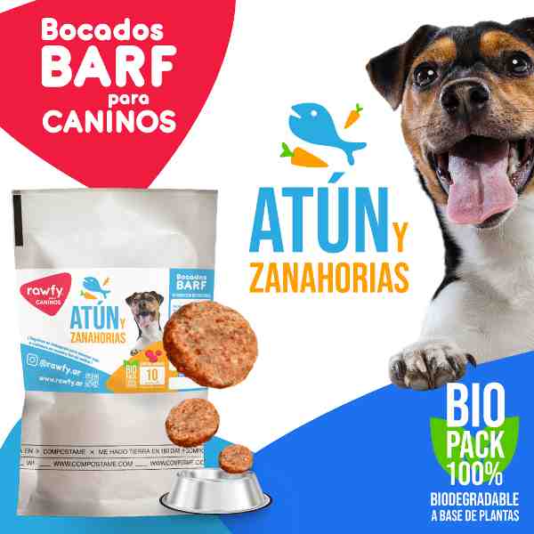 VIANDA BARF PERRO RAWFY ATUN Y ZANAHORIA X10 UNIDADES