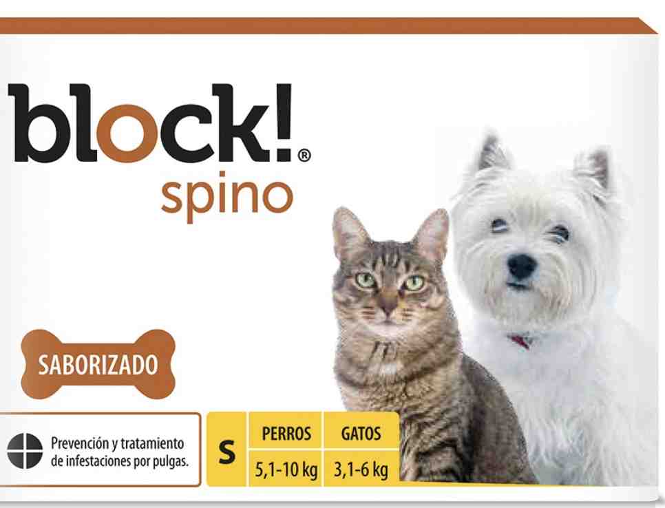 COMPRIMIDO BLOCK SPINO GATO 3,1 A 6 KG PERRO 5,1 A 10 KG