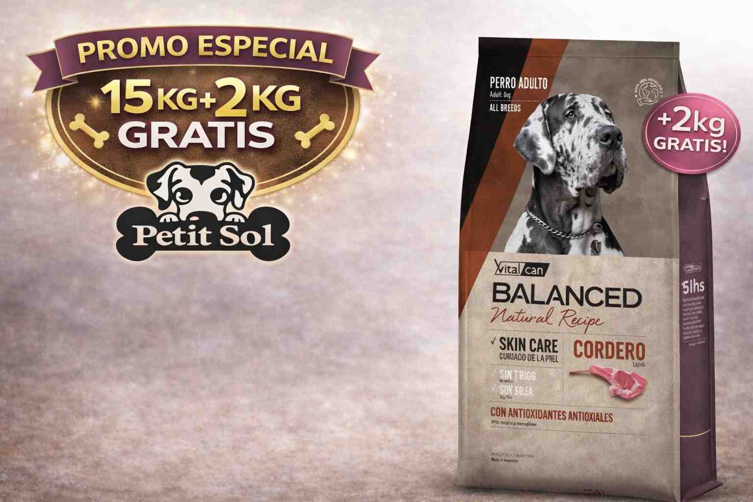 BALANCED PERRO NATURAL RECIPE CORDERO X 15 + 2 KG