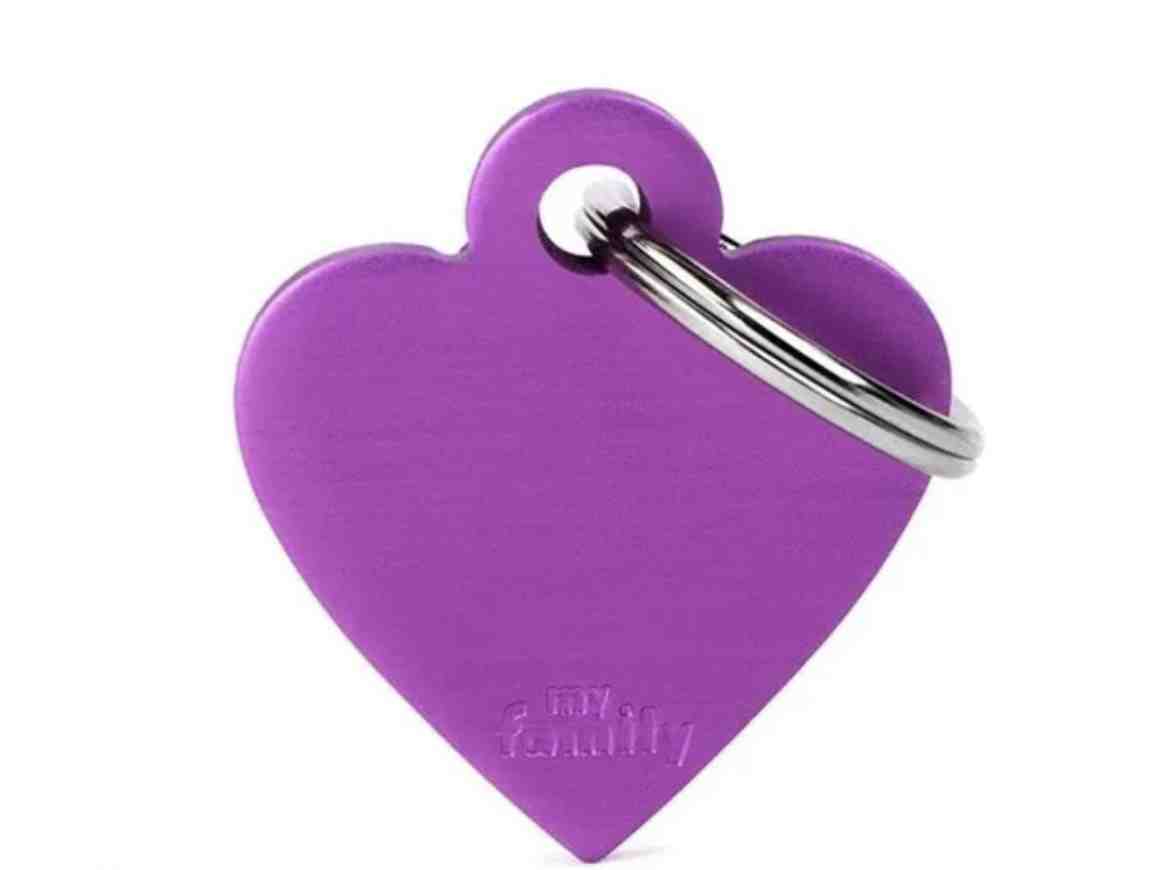 MEDALLA ALUMINIO ( CORAZON CHICO LILA)