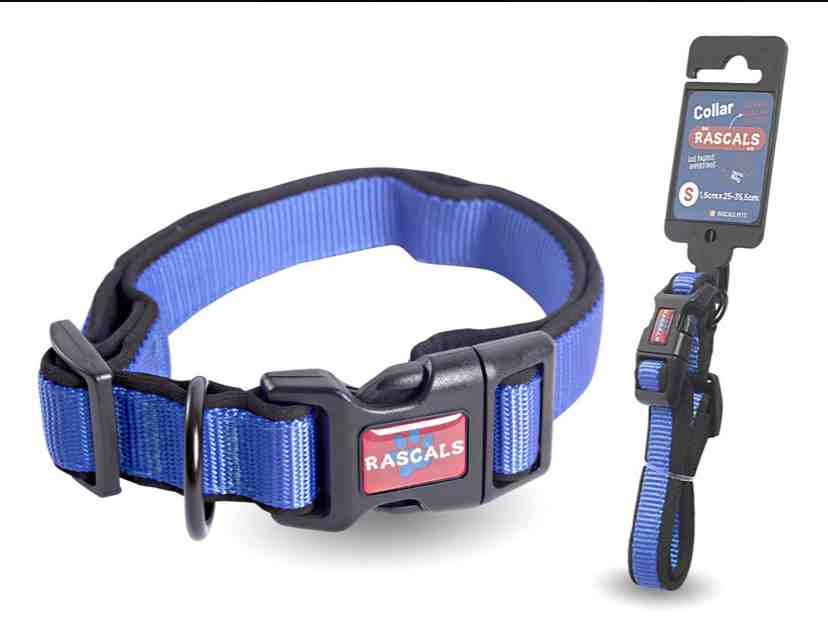 COLL107L collar acolchonado premium azul, L: