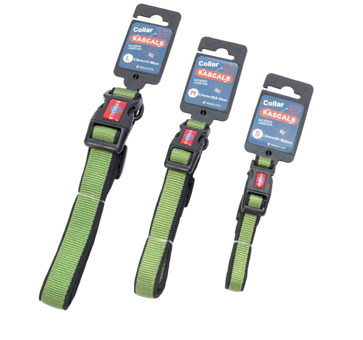COLL110M collar rascals acolchonado verde talle M