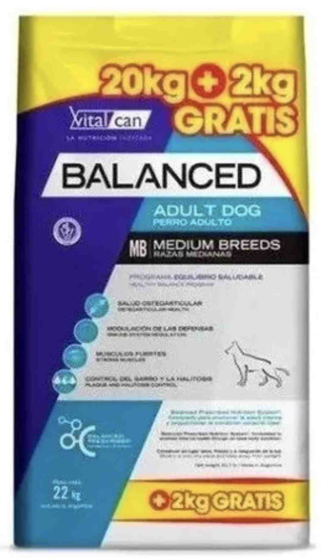 BALANCED PERRO ADULTO MEDIANO X 20+2 KG
