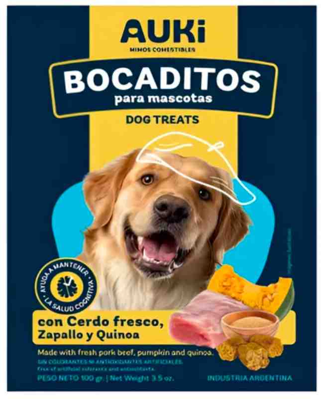 BOCADITOS AUKI  CERDO, ZAPALLO Y QUINOA X 100g