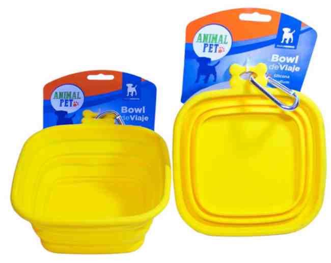 SL300415B-AM COMEDERO/BEBEDERO PLEGABLE CUADRADO  M AMARILLO 