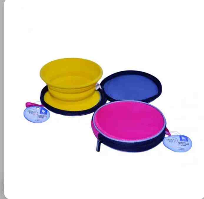 SLS00042 COMEDERO/BEBEDERO PLEGABLE CON ESTUCHE SIMPLE ANIMAL PET