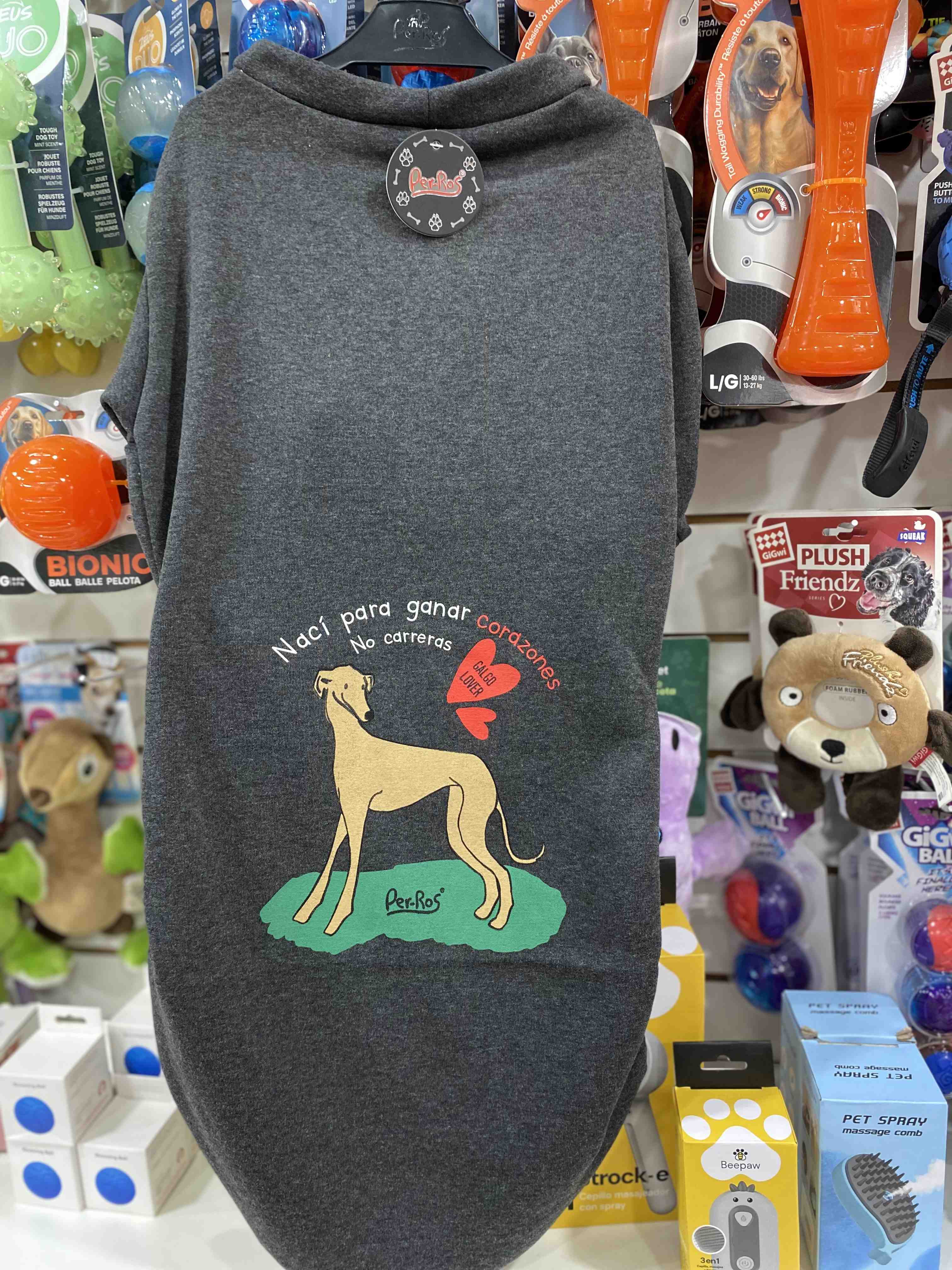 BUZO GALGO GRIS OSCURO TALLE L (85CM LARGO 90 CM PECHO)