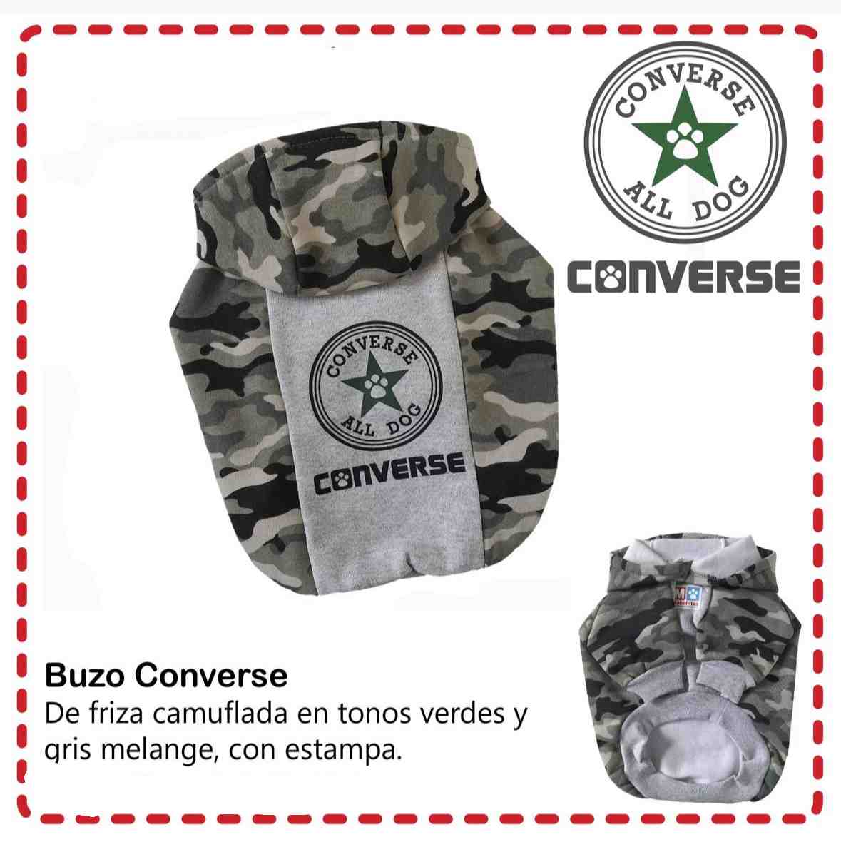 BUZO CONVERSE GRIS Y VERDE TALLE MAXI (LOMO 63 PECHO 85 CM )