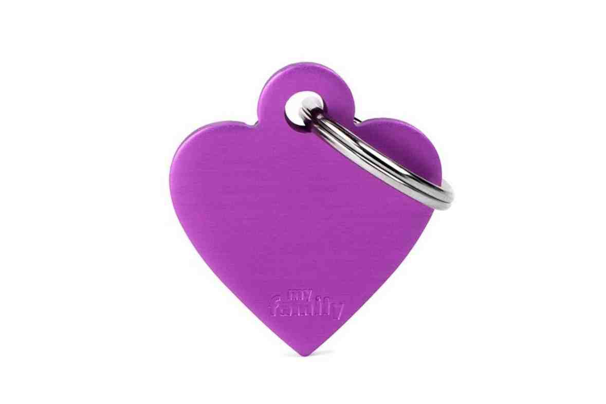 MEDALLA ALUMINIO CORAZON GRANDE LILA