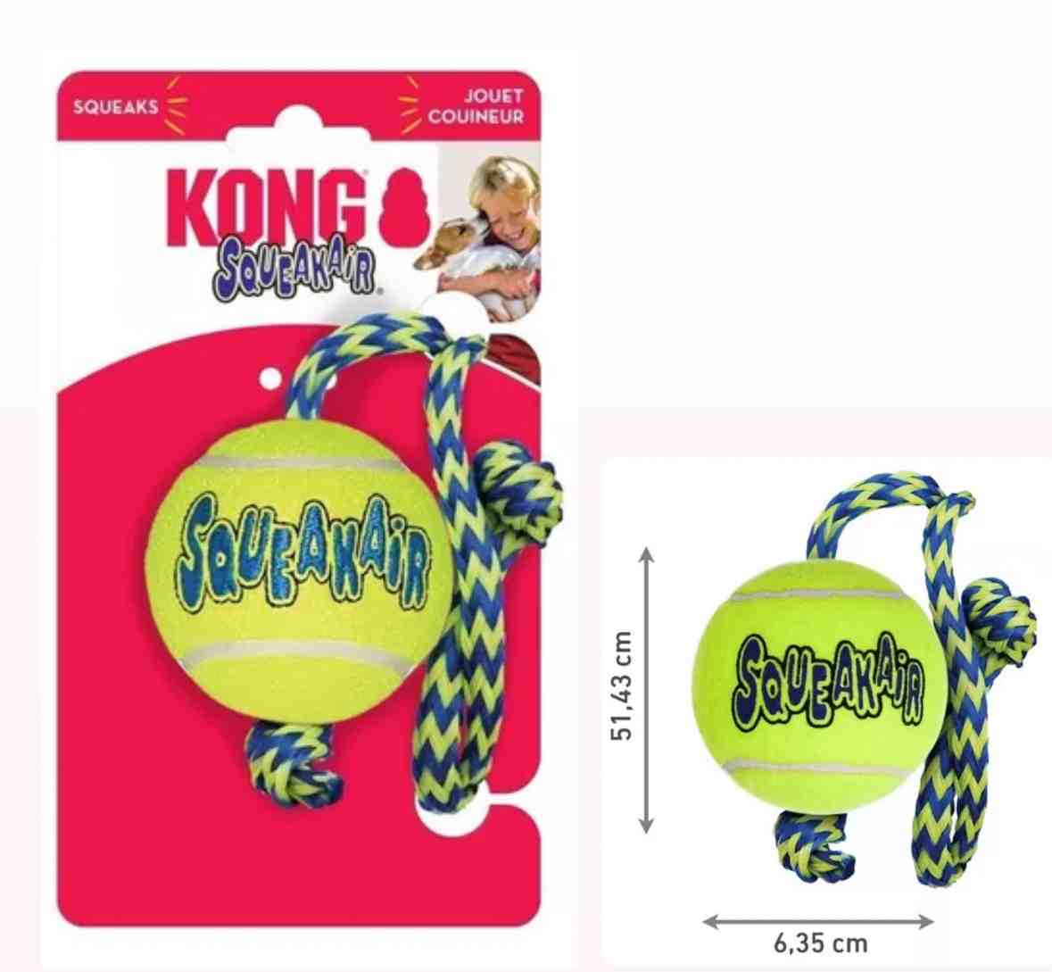 AST21 KONG  SQUEAKAIR PELOTA CON SOGA 