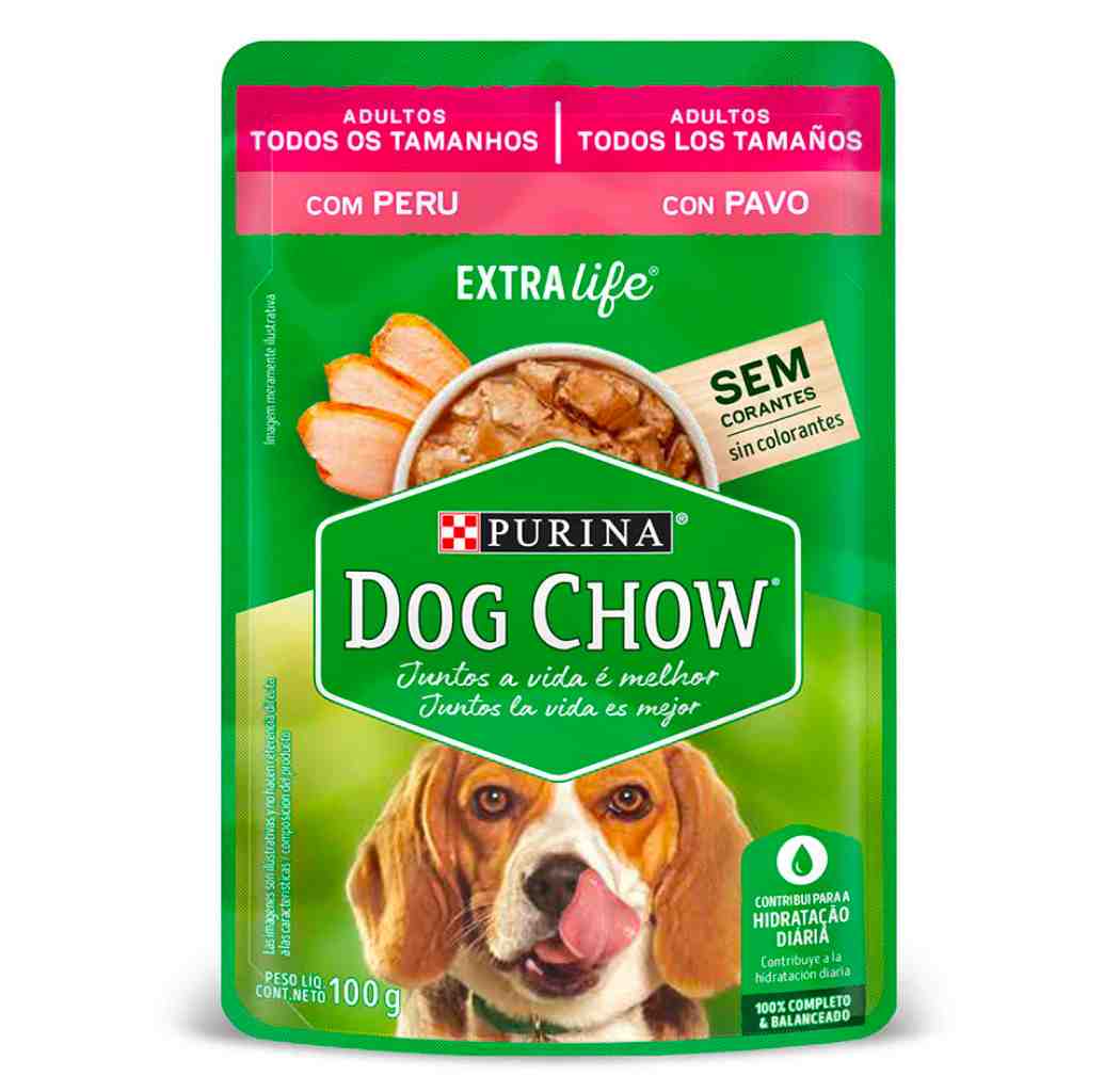 POUCH  DOG CHOW  TODOS LOS TAMAÑOS SABOR PAVO