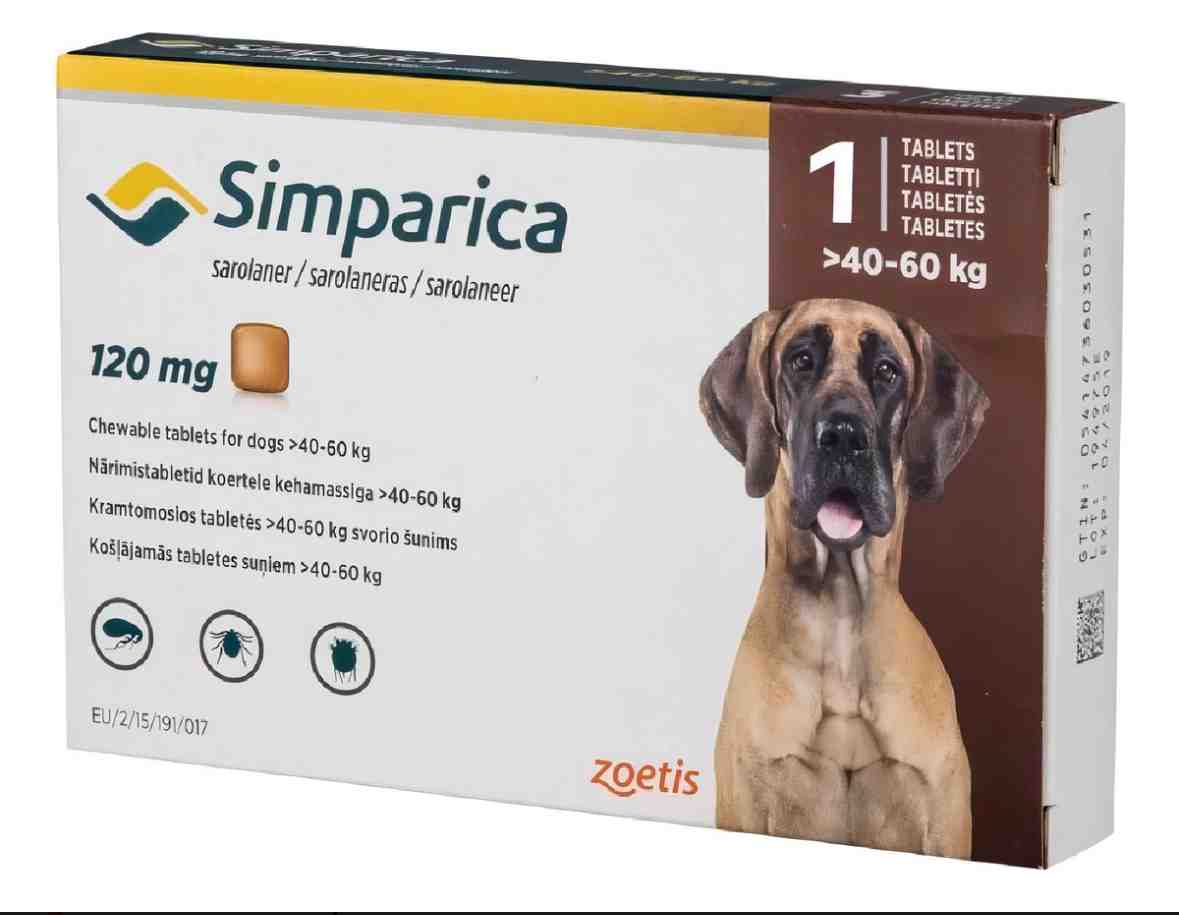 COMPRIMIDO SIMPARICA DE 40 A 60 KG PUL/GARRA 